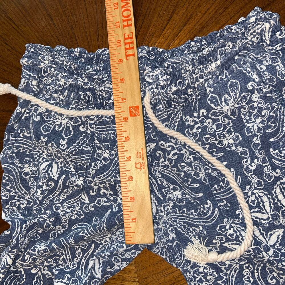 Roxy Women's Large Linen Blend Pants Blue beach flair Elastic Waist Boho - Picture 9 of 10